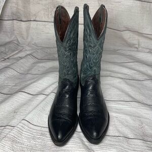 Denver Mountain Men’s 10.5 Black Pointed Toe Leather Green Boots
